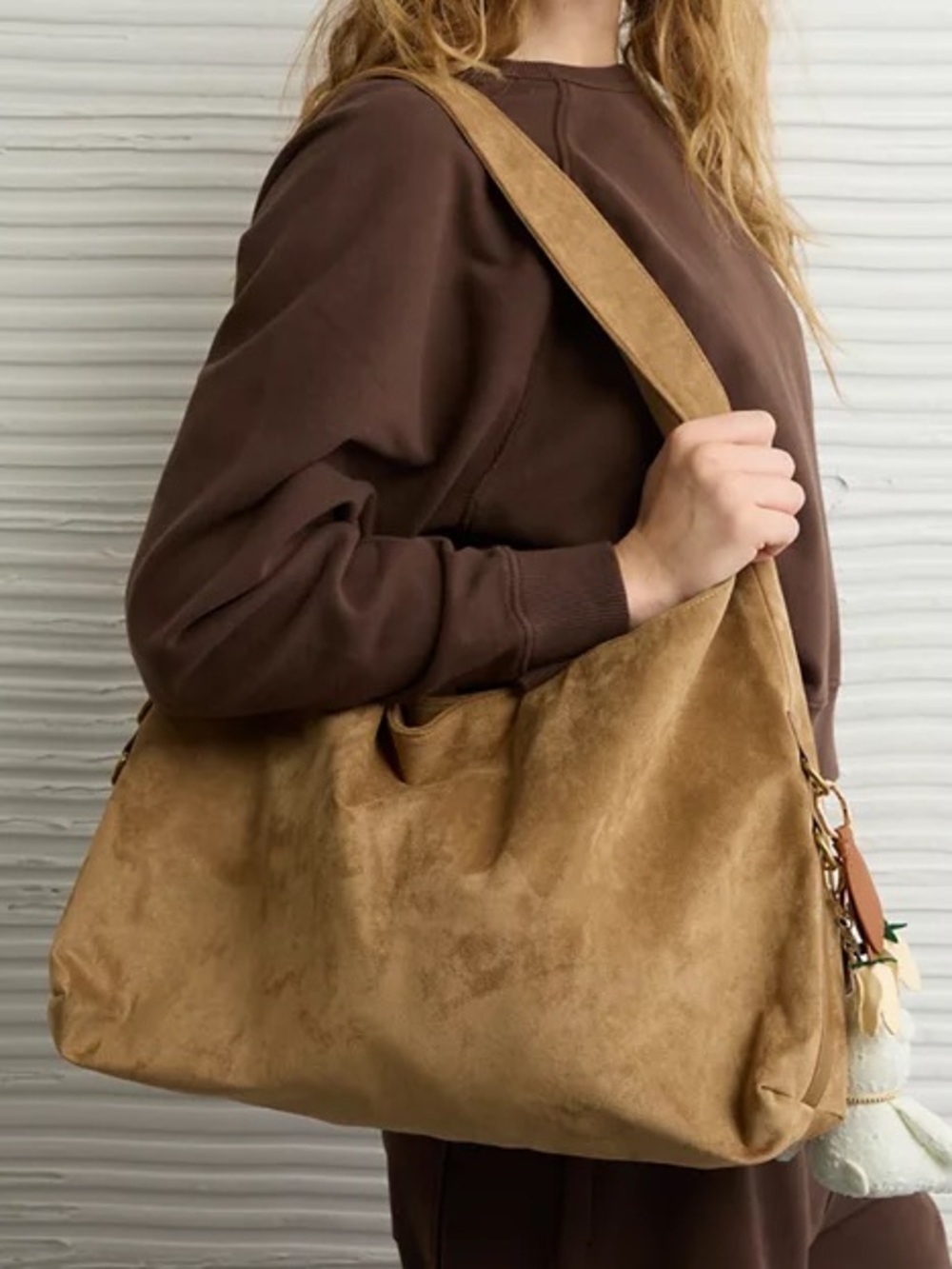 American Eagle Outfitters Tan Suede Hobo Shoulder Bag